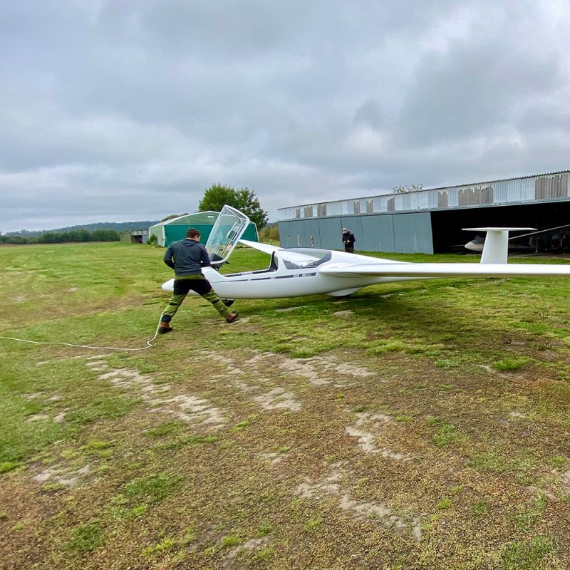 Glider being prepared